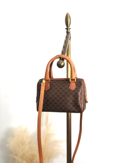 CELINE Macadam Two-way Handbag Shoulder bag Brown Vintage irexp5
