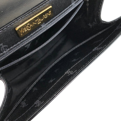 Yves Saint Laurent Logo Embossed Stitch Top Handle Handbag Black Vintage 5rym7i