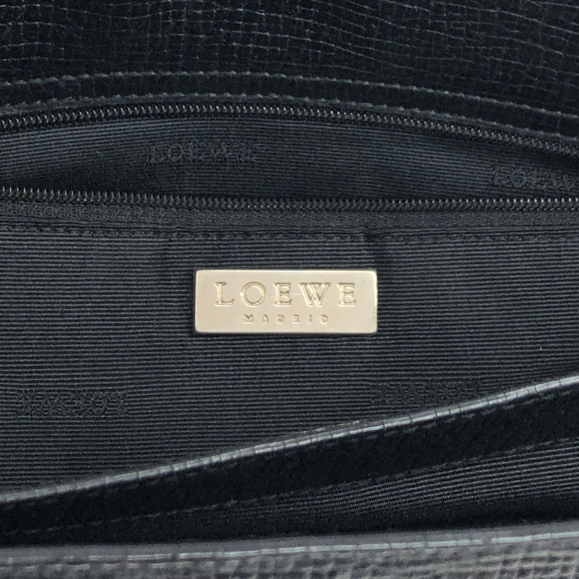 LOEWE Logo Embossed Handbag Black Vintage xvn4mm