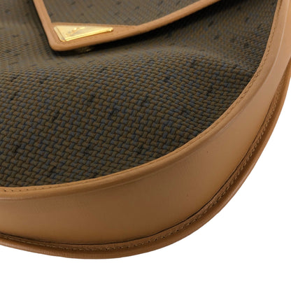 Yves Saint Laurent YSL Logo Round Shoulder bag Brown Vintage 4swhva