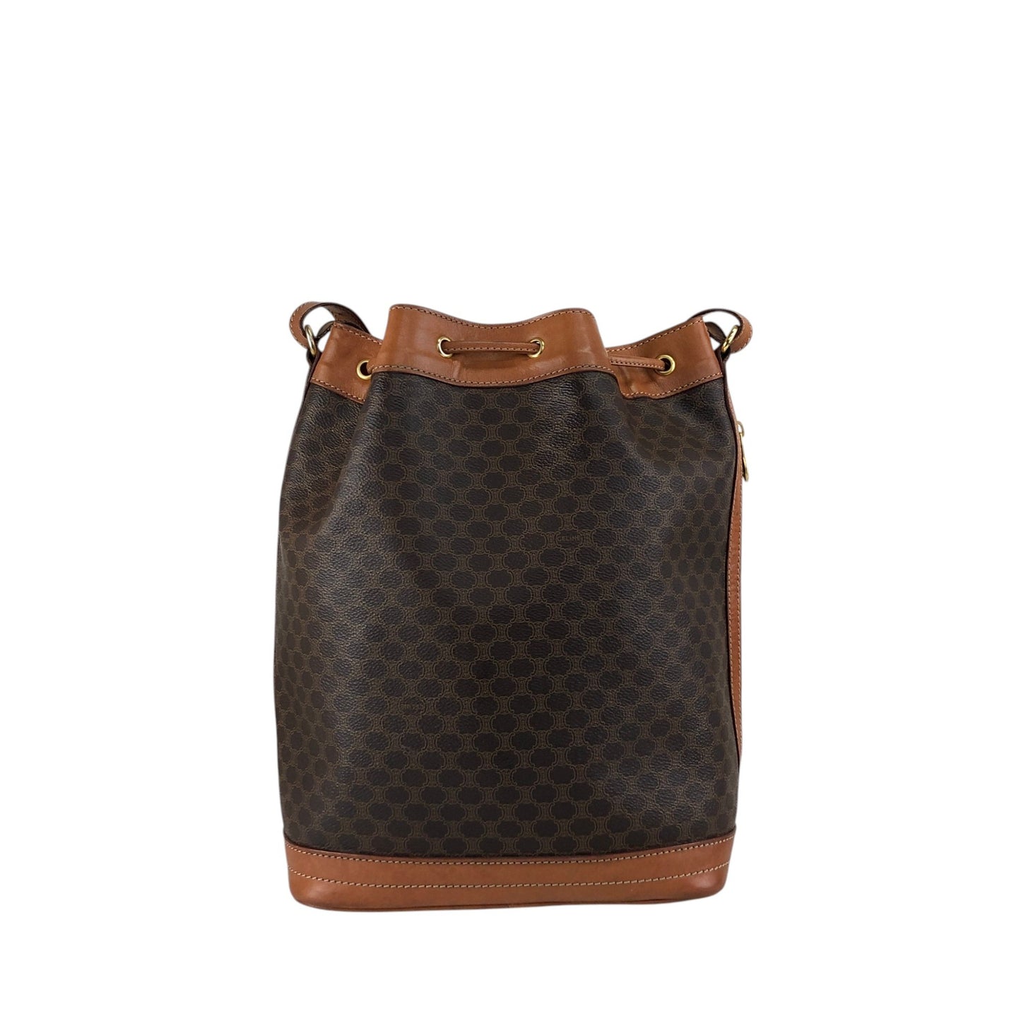 CELINE Macadam Blason Drawstring Shoulder bag Brown Vintage wc85jm