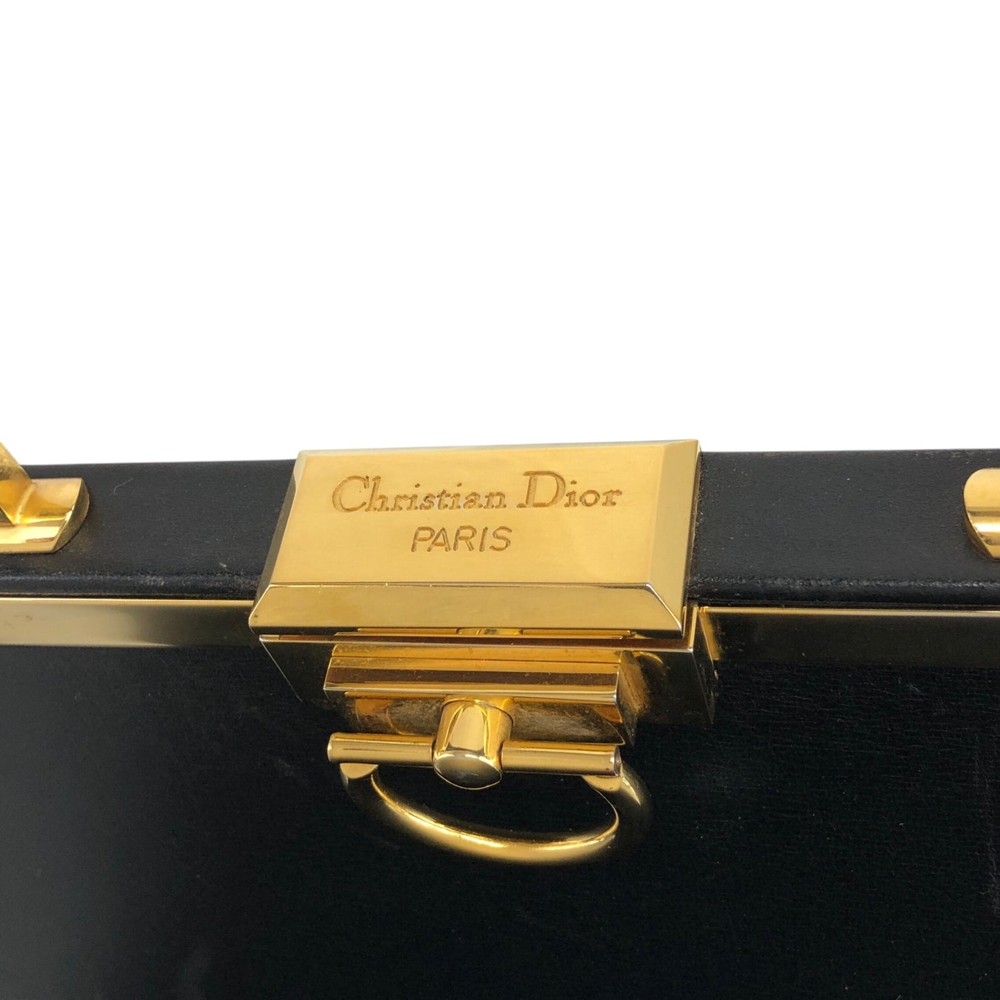 Christian Dior Metal Clasp Handbag Black Vintage 7ncfjz