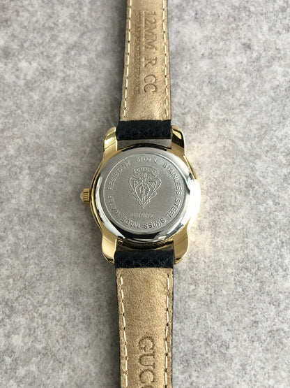 GUCCI Logo Quartz Watch Black×Gold Vintage zt6np6