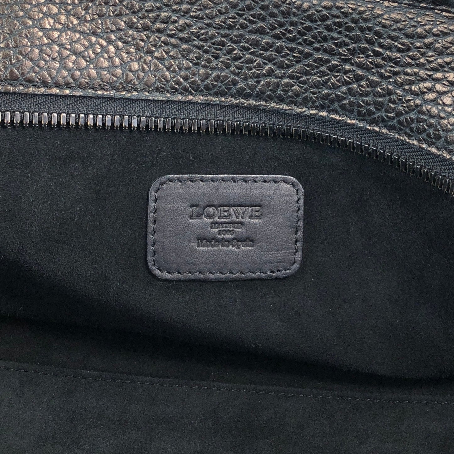 LOEWE Amazona Anagram Small Boston bag Handbag Metallic Black Vintage zmwhrn