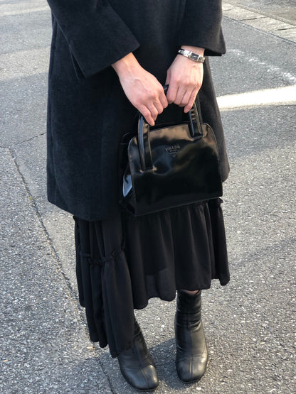 PRADA Logo Small Handbag Black Vintage snjxtd