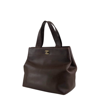 CHANEL Coco Mark Turn Lock Two-way Handbag Shoulder bag Brown Vintage kkmbzd