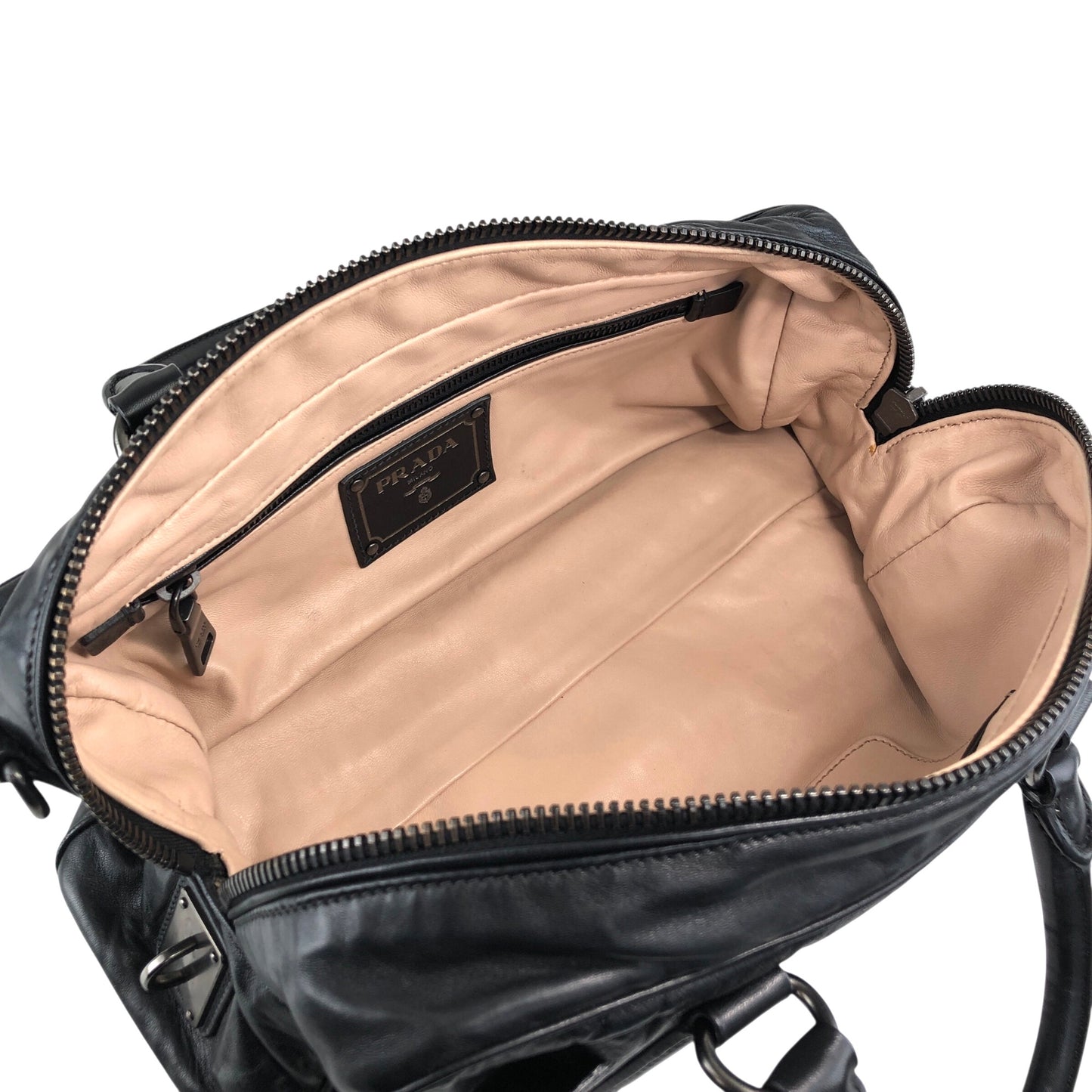 PRADA Logo Handbag Boston bag Black Vintage 2ces57