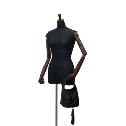 CHANEL Chocolate Bar Tassel Handbag Black A19981 Vintage fxmceh