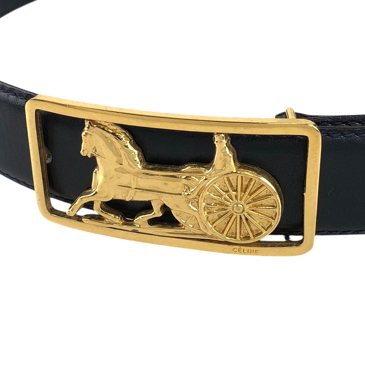 CELINE Horse Carriage Belt Navy Vintage dnd65j