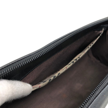 BURBERRY Logo Small Boston bag Handbag Black Vintage 56f78t