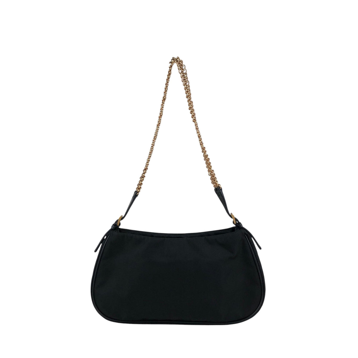 PRADA Tessuto Triangle Logo Chain Shoulder bag Black Vintage z4kic8