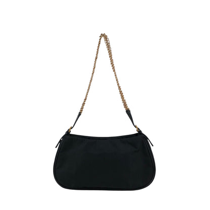 PRADA Tessuto Triangle Logo Chain Shoulder bag Black Vintage z4kic8
