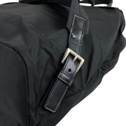 PRADA Tessuto Triangle Logo Front Buckle Backpack Black Vintage 554w4r