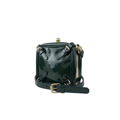 CELINE Metal Clasp Small Shoulder bag Green Vintage jye34i