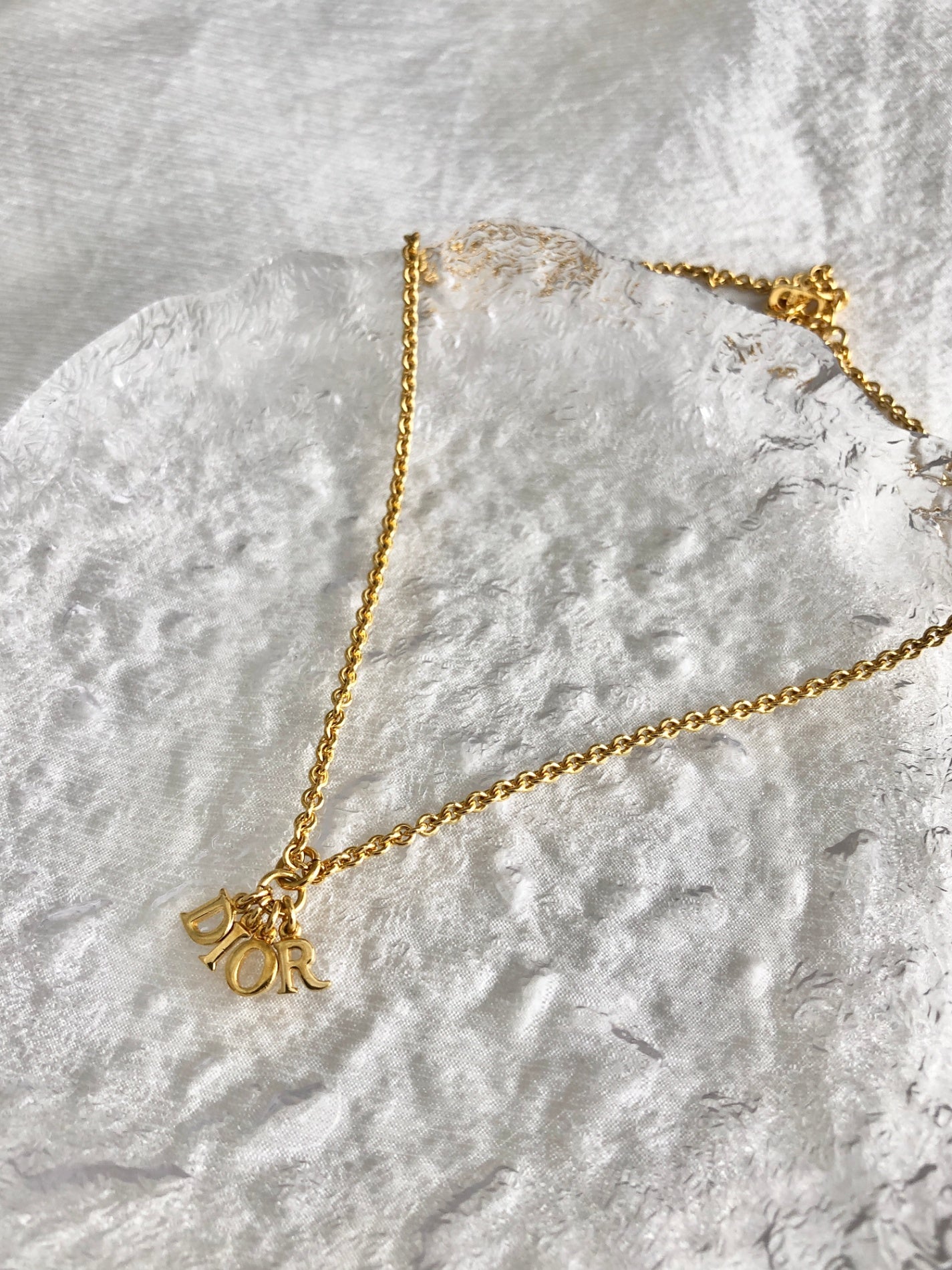 Christian Dior Charm Logo Necklace Gold Vintage 5imhkr