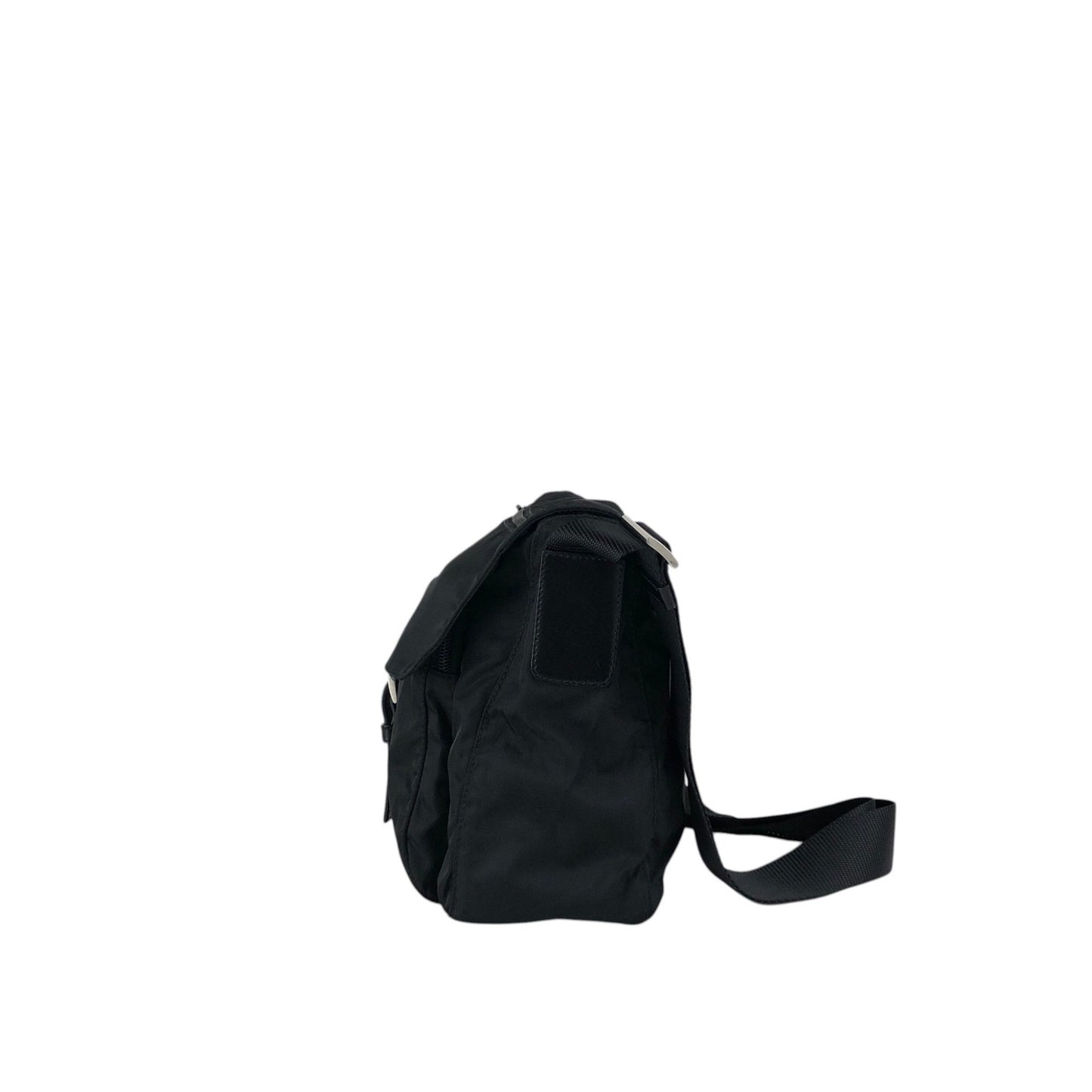 PRADA Tessuto Triangle Logo Front Buckle Shoulder bag Black Vintage 6dj6hu