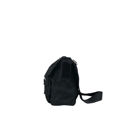 PRADA Tessuto Triangle Logo Front Buckle Shoulder bag Black Vintage 6dj6hu
