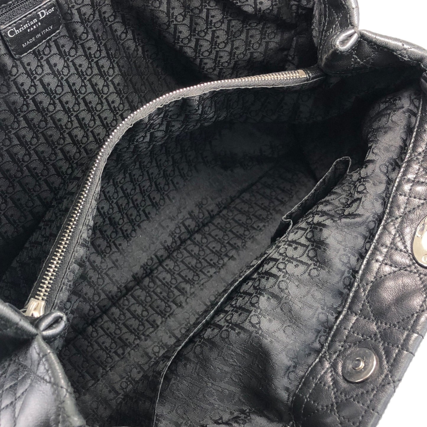 Christian Dior Lady Dior Cannage Charm Totebag Black Vintage niu5pt