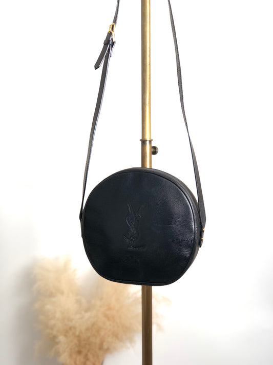 Yves Saint Laurent YSL Logo Shoulder bag Black Vintage 5yuyyw