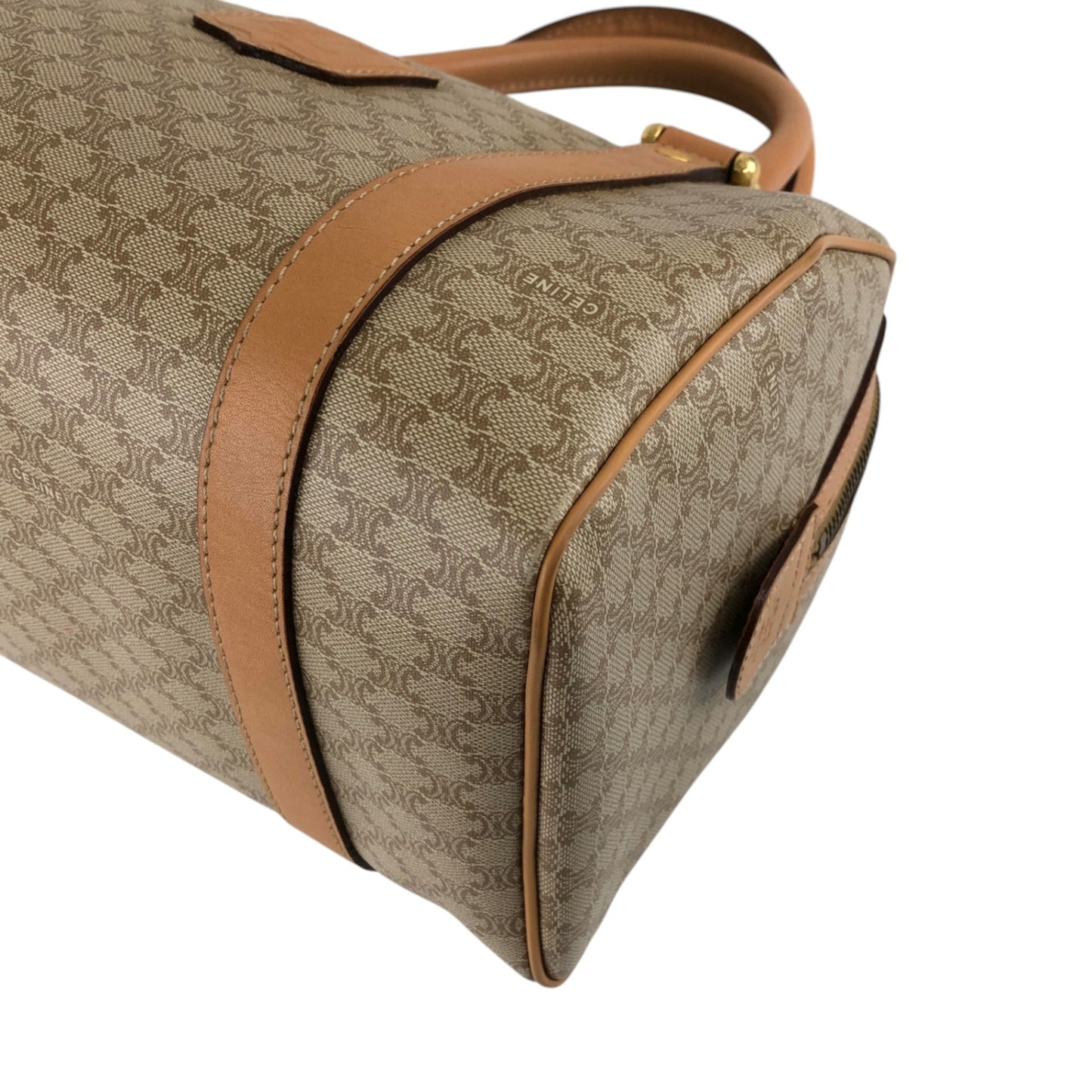 CELINE Macadam Blason Two-way Handbag Shoulder bag Beige Vintage erwjct