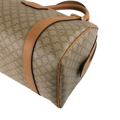 CELINE Macadam Blason Two-way Handbag Shoulder bag Beige Vintage erwjct