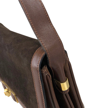 CELINE Blason Turn Lock Shoulder bag Brown Vintage j6d53x