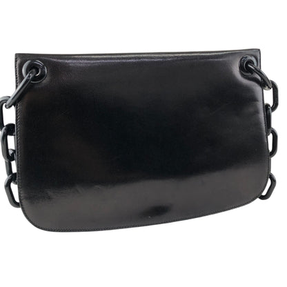 PRADA Logo Chain Shoulder bag Black Vintage vksien