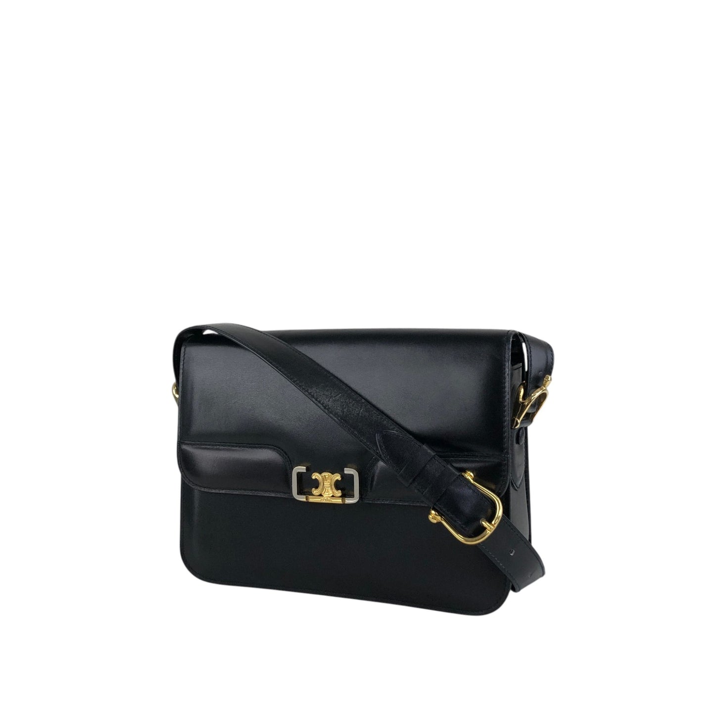 CELINE Blason Shoulder bag Black Vintage iw3njy