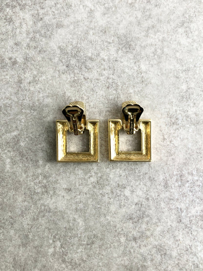 Christian Dior Rhinestone Earrings Gold Vintage kxpv4c
