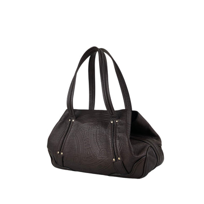 CELINE Blason Embossed Hobobag Shoulder bag Brown Vintage g5bz4k