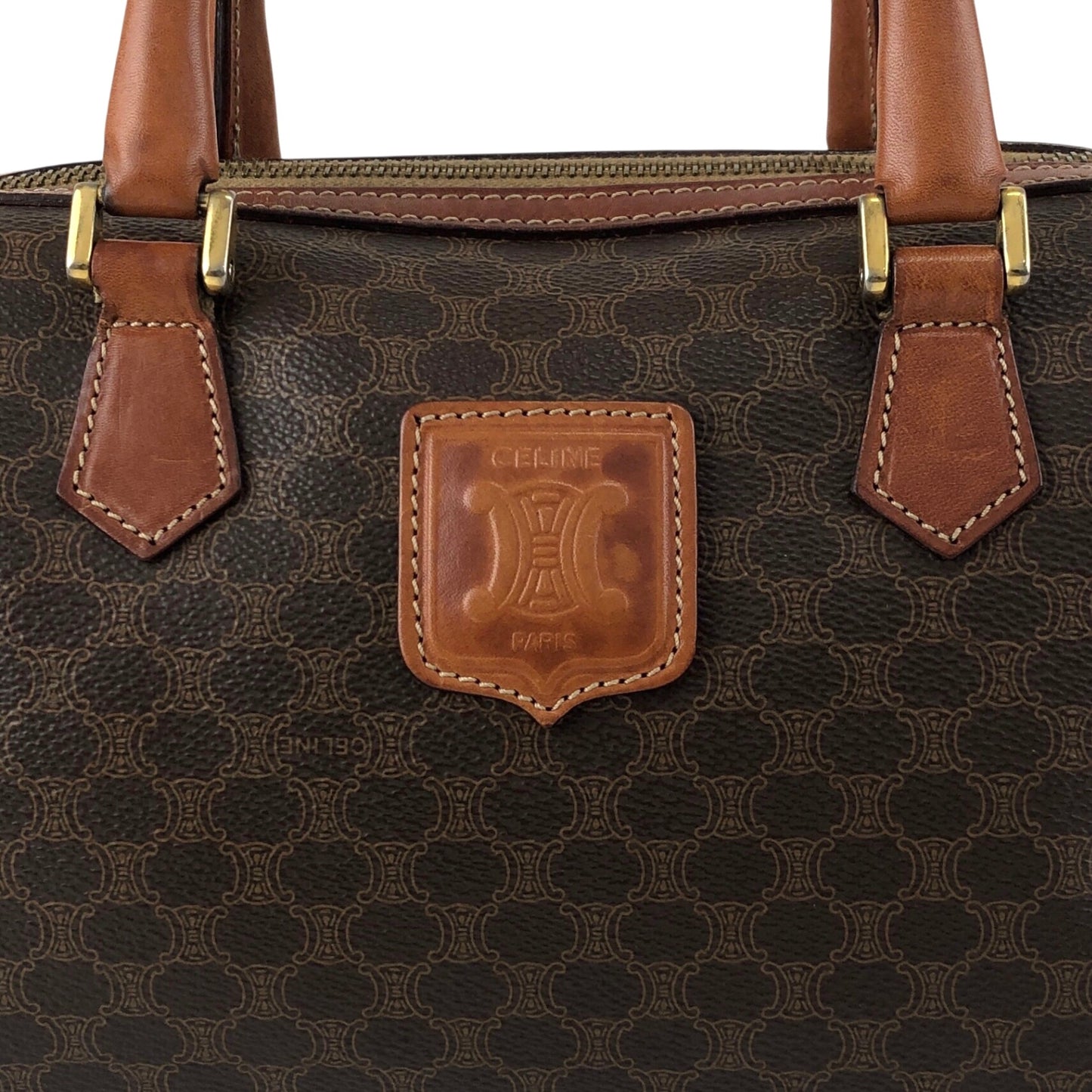 CELINE Macadam Blason Two-way Small Boston bag Shoulder bag Brown Vintage raubfw