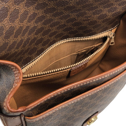 CELINE Macadam Blason Front Buckle Shoulder bag Brown Vintage ketsrv