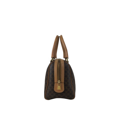 CELINE Macadam Blason Small Boston bag Handbag Brown Vintage tudkhm