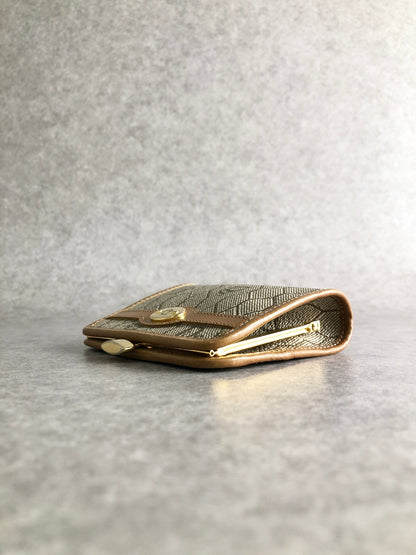 Christian Dior Trotter Honeycomb Pattern Metal Clasp Coin Purse Beige Vintage cmy3yp