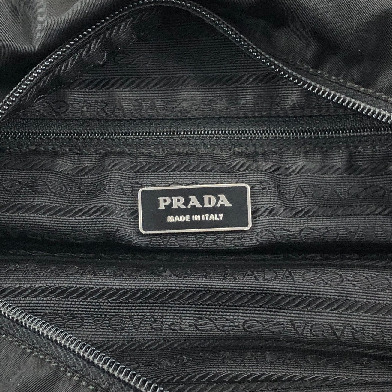 PRADA Tessuto Triangle Logo Handbag Totebag Black Vintage prni67