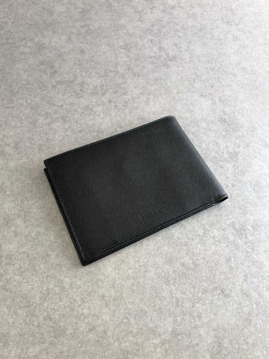 PRADA Logo Embossed Folded Wallet Black Vintage g5i3kc