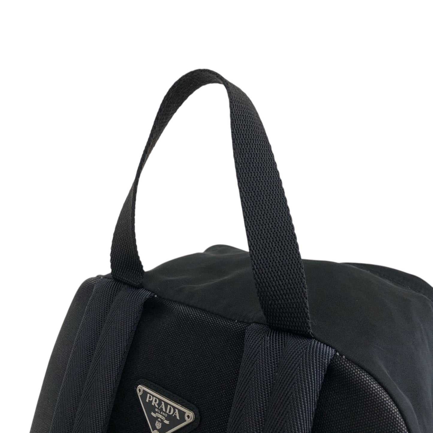 PRADA Tessuto Triangle Logo Double Pocket Backpack Black Vintage bpk4w7
