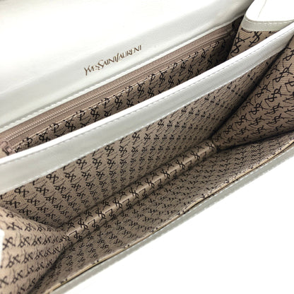 Yves Saint Laurent YSL Logo Lizard Leather Two-way Handbag Shoulder bag Beige Vintage yzf4gb