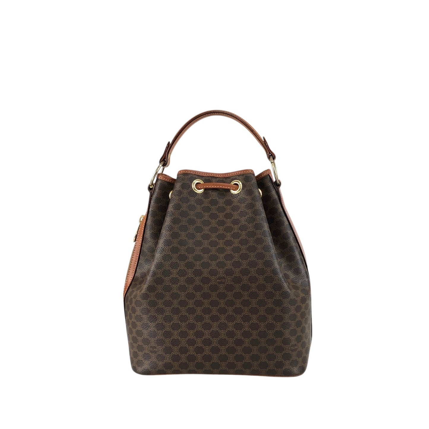 CELINE Macadam Two-way Drawstring Handbag Shoulder bag Brown Vintage ifb2i4