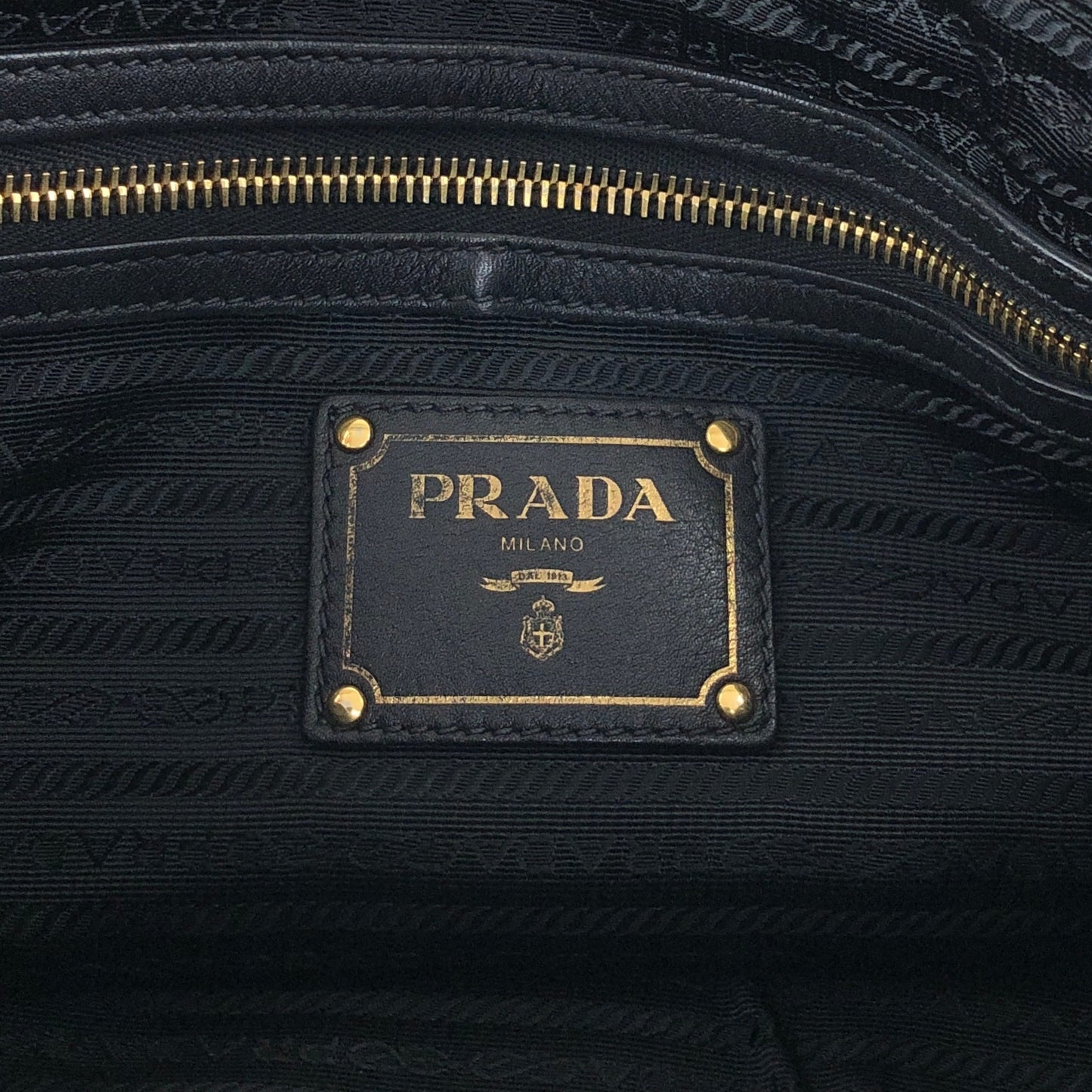 PRADA Logo Handbag Black Vintage jkn44z