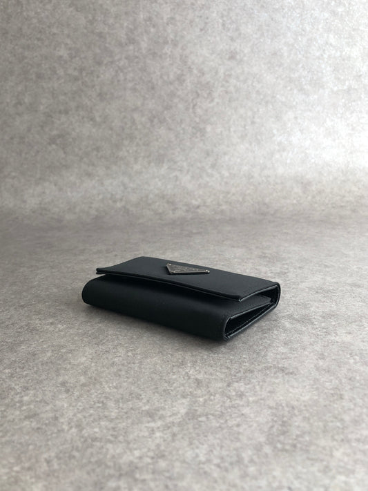 PRADA Tessuto Triangle Logo Key Case Black M222 Vintage pgzkke