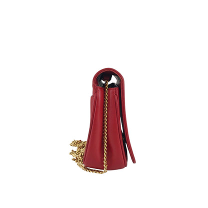 CELINE Triomphe Stitch Chain Shoulder bag Red Vintage 2vaduu