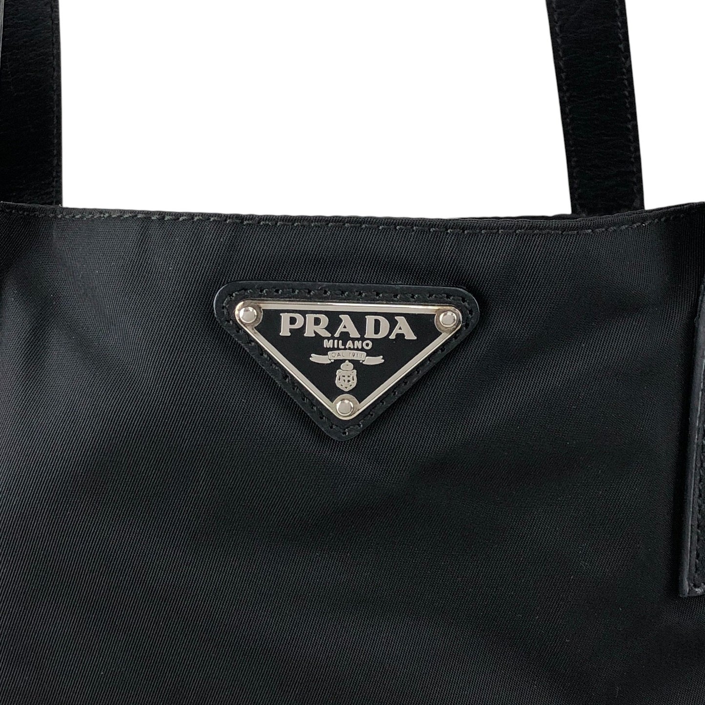 PRADA Tessuto Triangle Logo Handbag Totebag Black Vintage rjuwj5