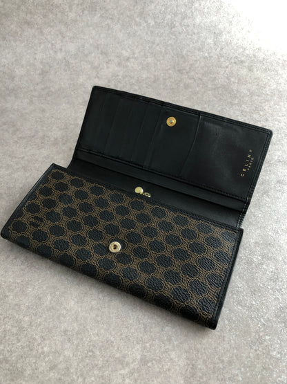 CELINE Macadam Blason Long Wallet Black Vintage d3z87w
