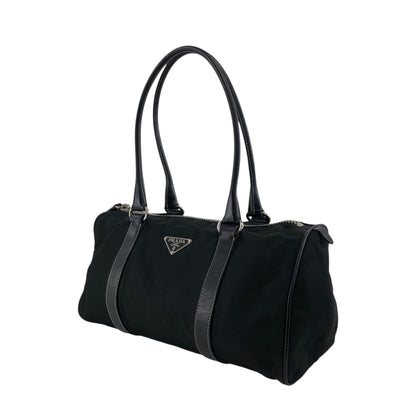 PRADA Triangle Logo Small Boston bag Handbag Black Vintage ixt5hp