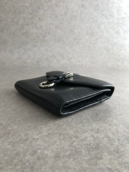 PRADA Buckle Motif Folded Wallet Black Vintage k574bi