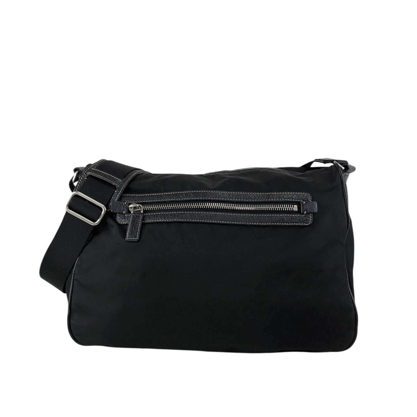 PRADA Tessuto Triangle Logo Shoulder bag Black Vintage w53g57
