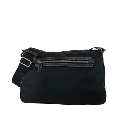 PRADA Tessuto Triangle Logo Shoulder bag Black Vintage w53g57