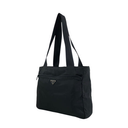 PRADA Tessuto Triangle Logo Totebag Black Vintage hszfkc