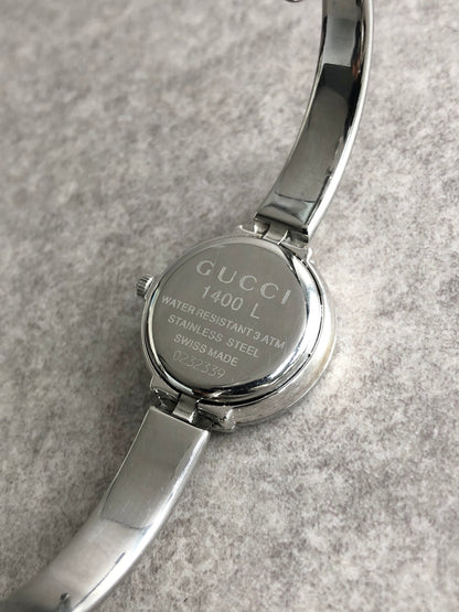 GUCCI Logo Quartz Watch Silver 1400L Vintage y3piv6